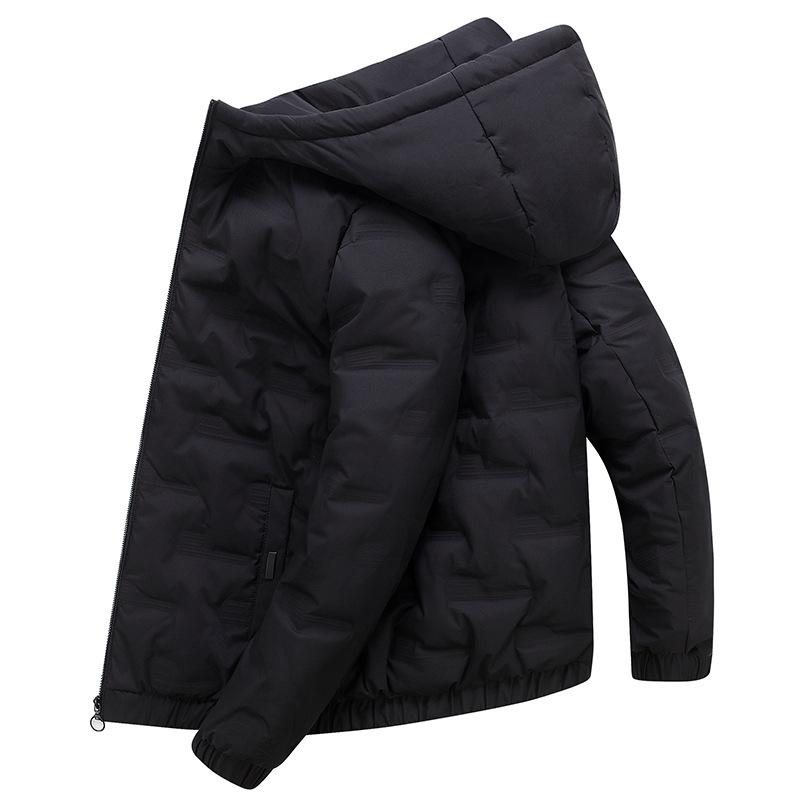 Men's Down Jacket Winter Fashion Casual All-match Youth Warm Short Hooded Solid Color White Duck Down Jacket