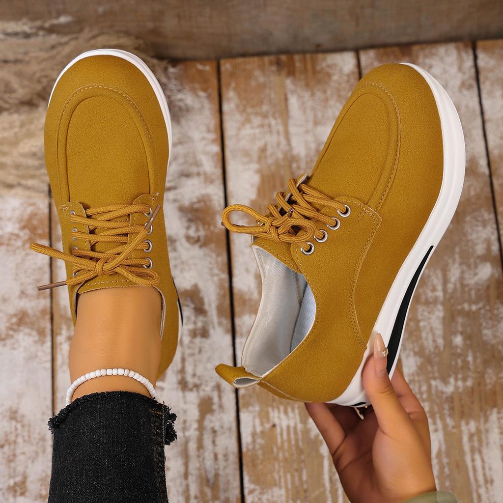 Faux Suede Wedges Loafers Women Autumn Lace Up Thick Bottom Casual Shoes Woman Plus Size 43 Anti Slip Platform Sneakers