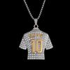Eco-friendly alloy jewelry, gilded and diamond-encrusted football No. 10 jersey pendant, fashionable necklace
