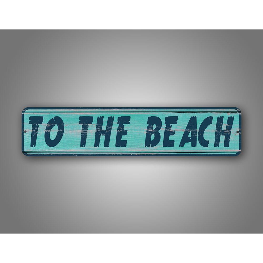 

Customizable 4x16 Inch To The Beach Blue Street Sign Novelty Road Sign Coastal Home Wall Decor белый