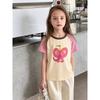 27Home Kidsren's Short-Sleeved T-Shirt Summer New Style Girls Baby Clothes Cartoon Elephant Print Top Pure Cotton