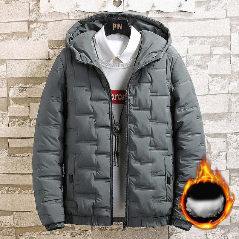 Men's Plus Size Fleece Hooded Cotton Jacket Warm Winter Student Jacket Ultrasonic Design