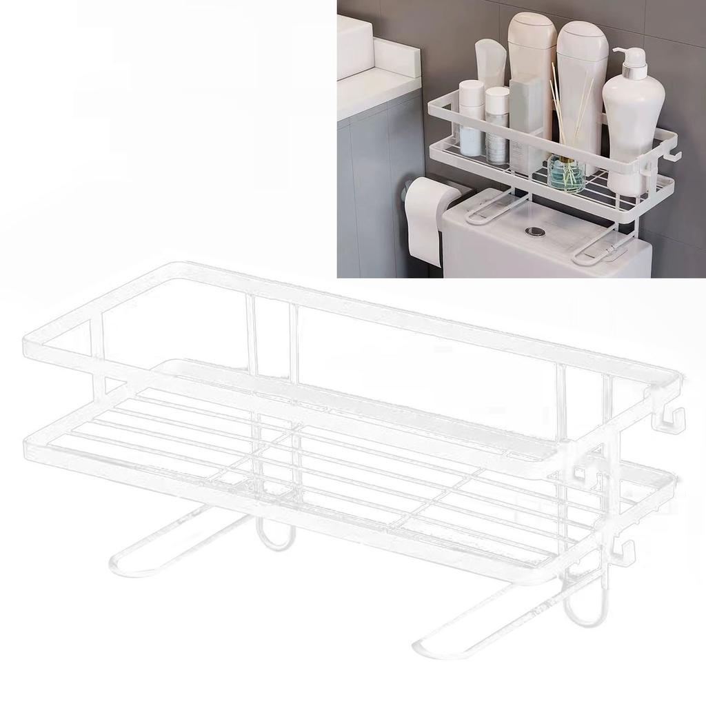 Toilet Shelf Thickening Waterproof Large Capacity Nail Free Installation Iron Over Toilet Bathroom