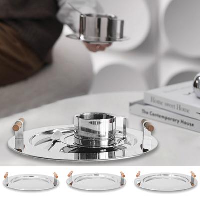 1 STK Edelstahl Skandinavischer Holzgriff Ins Wind Galvanisierte Farbe Dekoration Ablage für Teetasse Runder Tablett