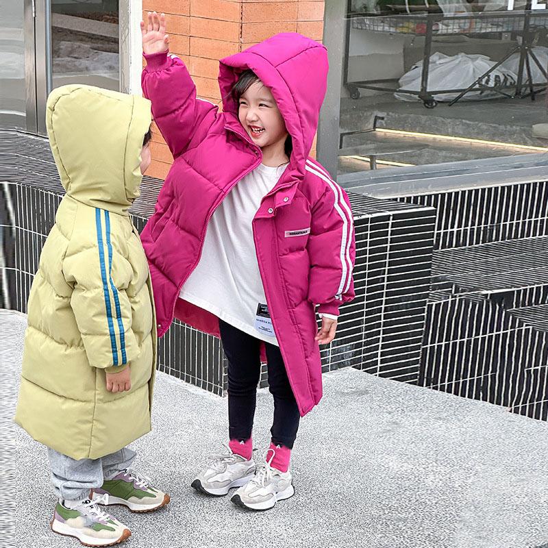 Fashion Boys Girls Long Down Jacket Autumn Winter Children Padded Parka Coats Kids Hooded Outwear