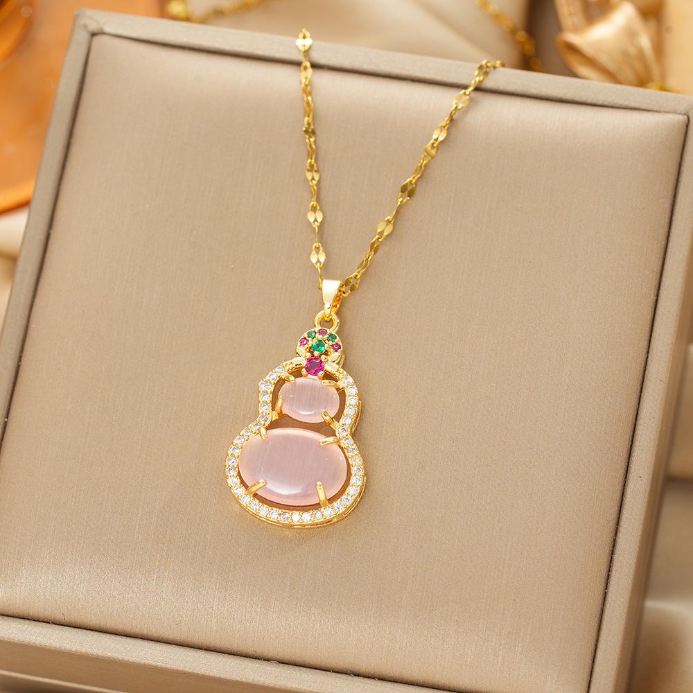 Japan and South Korea Simple Popular Wind Titanium Steel Necklace Female Niche Exquisite Internet Celebrity Zircon Clavicle Chain High-end Jewelry