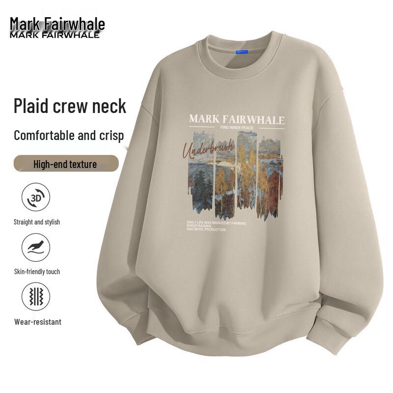 MARK FAIRWHALE Men's 2025 Trendy Loose Fit Round Neck Sweatshirt