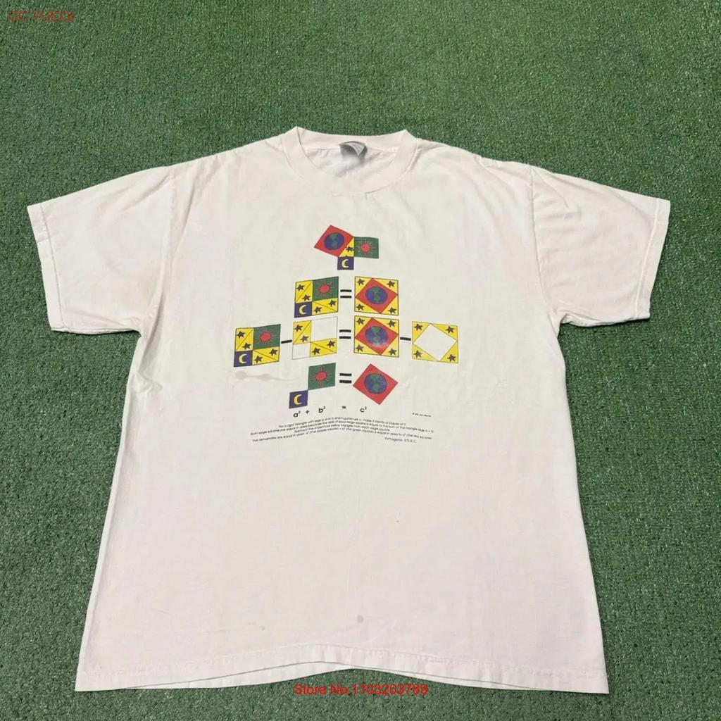 Vintage 90s Jim Morris Pythagorean Theorem Art T Shirt Unisex S Large White Marked Vintage Graphic Soft Fashion Comfortable