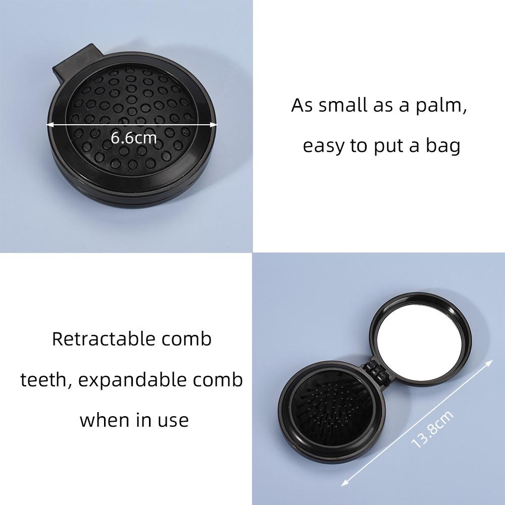 Mini Pocket Hair Comb with Mirror Folding Brush Travel Hair Brush