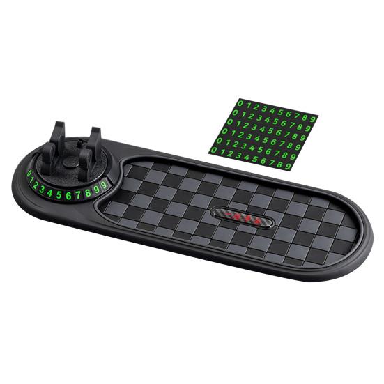 Dashboard Anti Slip Mat with Phone Holder 360-Degree Rotation Dashboard Mount Built-in Parking Number Plate Secure Phone Holder for Driving