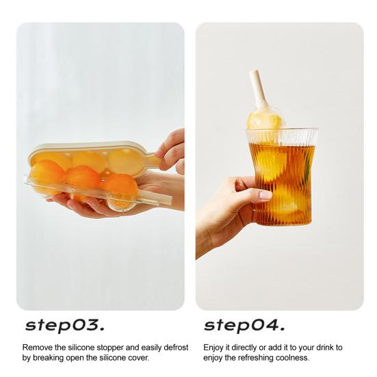 2Pcs 2-in-1 Silicone Popsicle Mold with Straw Quick Freezing Triple Balls Ice Ball Maker BPA-Free Summer Cool Water Drinks Bottle Ice Tray for Yogurt