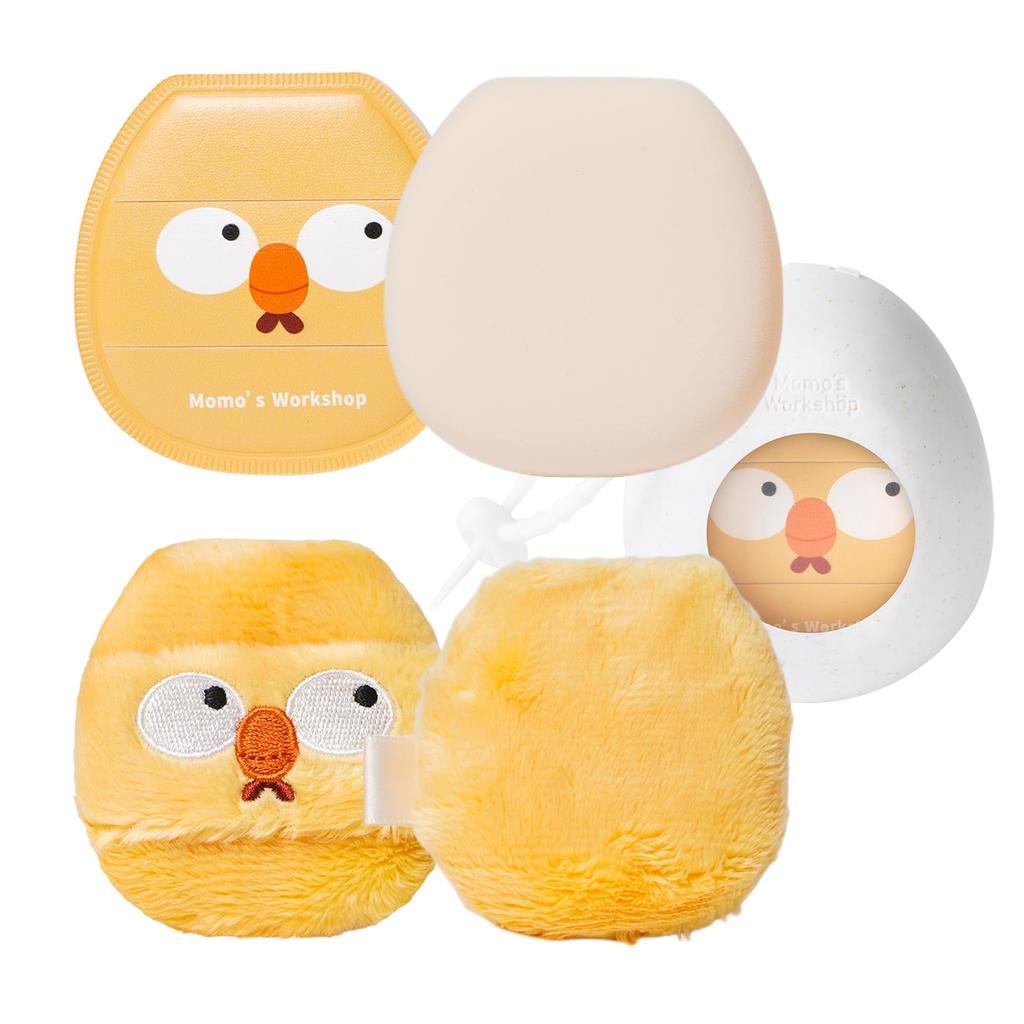 Workshop Cute Makeup Puff Makeup Sponge Powder Puff for Quick Storage Case 2 Yellow Momo's Set, + Makeup, +