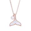 Natural White Mother-of-pearl Fishtail Necklace for Women, Fashionable and Versatile White Collarbone Chain
