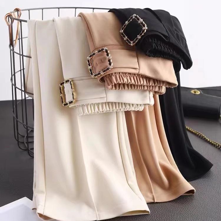 2024 Spring/Summer Women's High-Waisted Slimming Micro-Flare Pants - Anti-Wrinkle, Retro Drape Style
