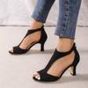 Fashion New Fashion Sandals Women's Shoes Summer Fashion Open Toe Zip Stiletto Heel One Line Buckle Strap High Heels