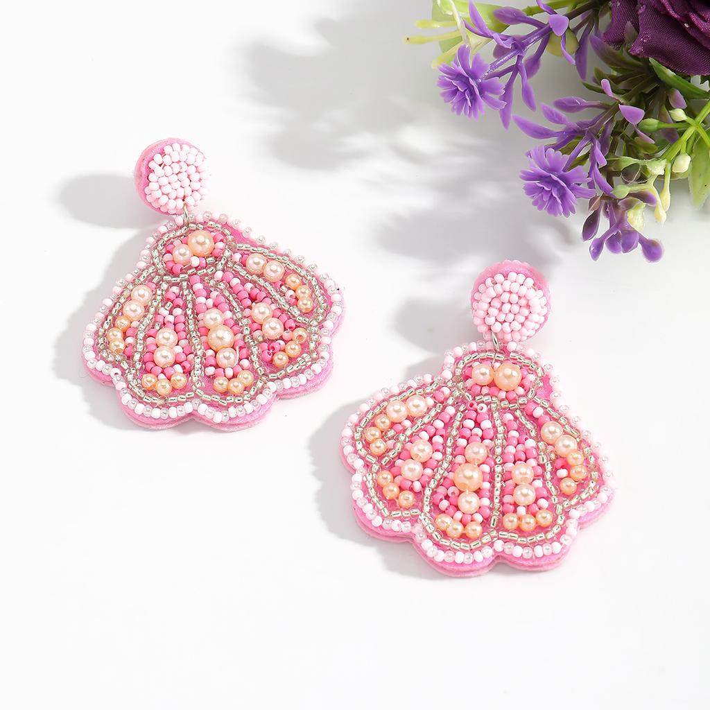 European and American summer trends, starfish handmade rice bead earrings, personalized ocean style, casual and versatile shell shaped earrings