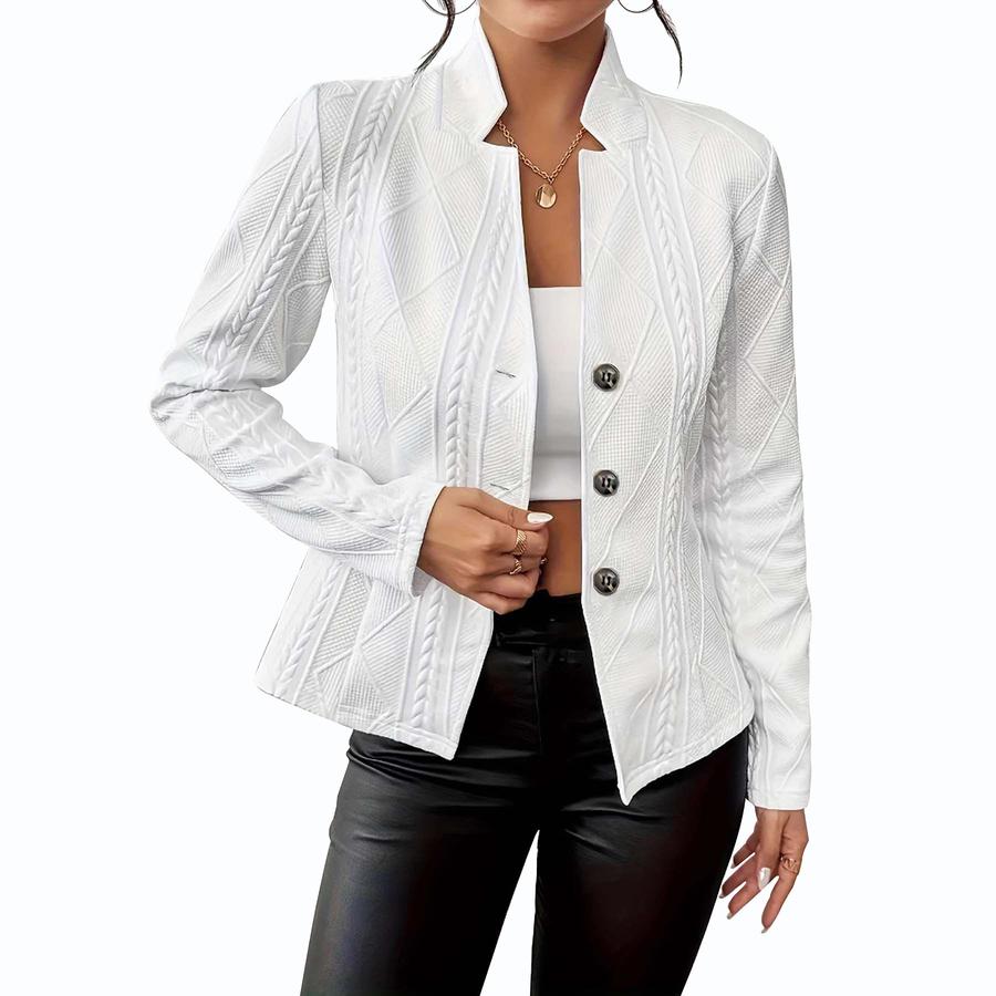 woMen's Autumn/Winter Blazer Suit Coat with Button Flower Pattern - Luxury Casual Workwear