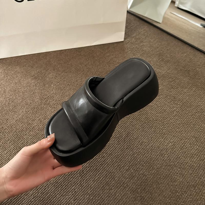 Summer Denim Blue Slippers Fashion Open Toe Women Slides Ladies Comfort Thick Sole Wedges Beach Vacation Sandalias Flip Flop