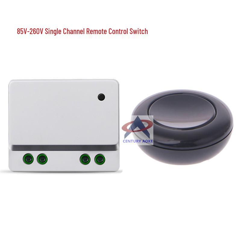 AC Remote Control Switch (110V/220V) with Black Remote & Round Adhesive Transmitter