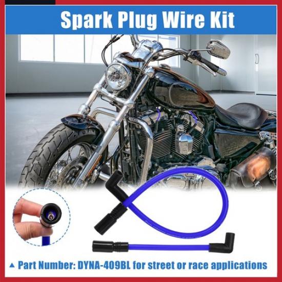 2 Pcs 10.4mm 10mm Motorcycle Spark Plug Wire for Harley Davidson Blue