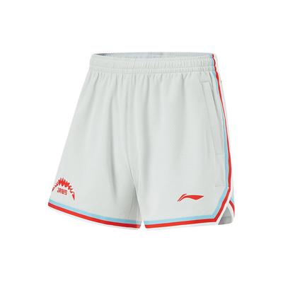 Li Ning Cba Series Printed Color Block Comfortable Competition Sports Shorts Men Shorts Water-Droplet-Gray AAPU067-1