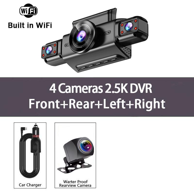 

2.5K 4 Lens 360 Degree Dash Cam For Cars WIFI APP Car DVR 4-Channel Front Camera Video Recorder Rear View Camera 24H Parking None