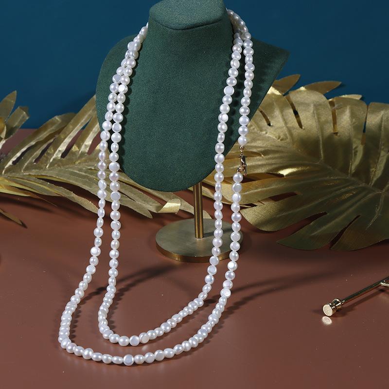 120cm Irregular Baroque Vintage Natural Freshwater Pearl Sweater Chain Multiple Wearing Methods Baroque Pearl Necklace Long
