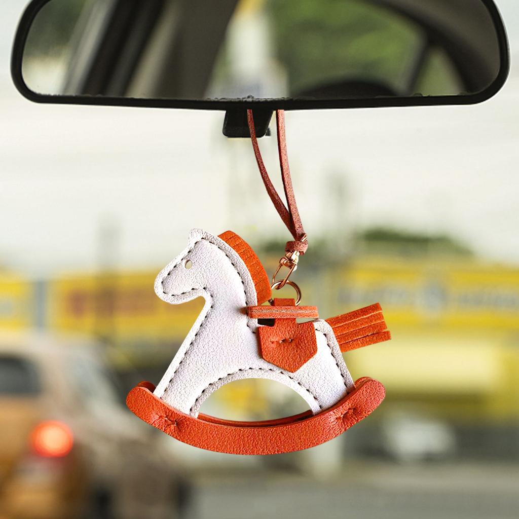 Car Ornaments Adorable Horse-shaped Car Mirror Pendant Horse Bag Charm for Trailer RV Truck Automotive Sedan Pickup Backpack