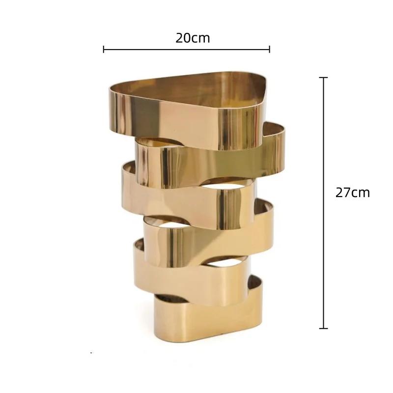Metal Handicrafts Creative Geometric Irregular-shaped Vase Interlaced Flower Arrangement Accessories Home Decoration
