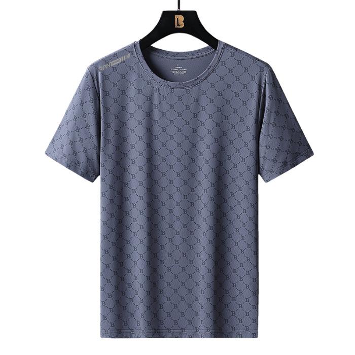 Tricou de vară pentru bărbați cu mânecă scurtă, din mătase de gheață, cu drapaj, Îmbrăcăminte cu uscare rapidă, Tricou sport la modă, Haine de fitness respirabile, Mărimi mari