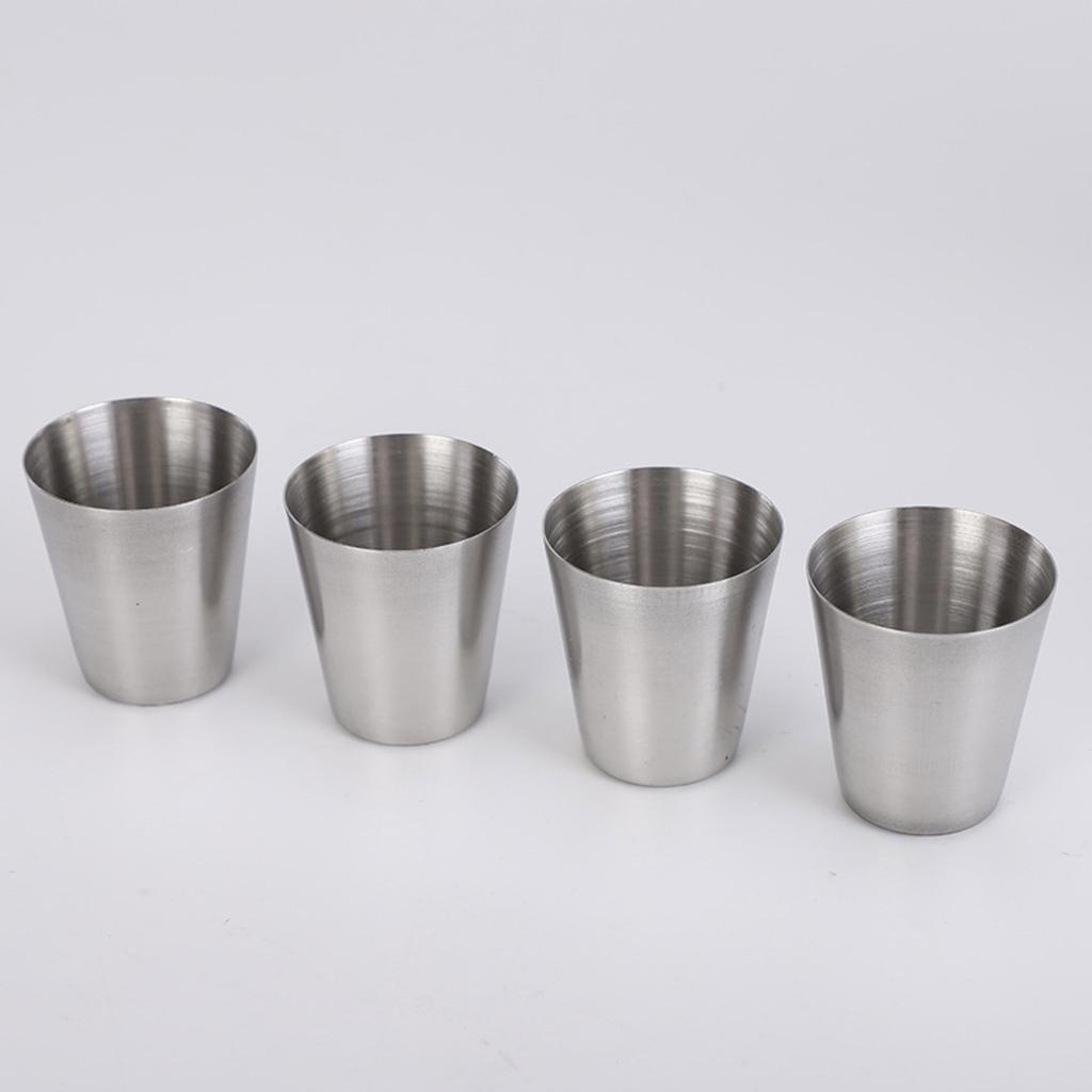 4pcs Portable Metal Drinking Cups 30ml Glasses for Hiking Picnics and Travel Comes Convenient PU Leather Case Drinkware