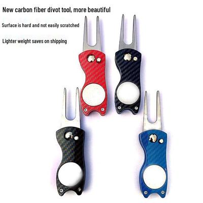 New Carbon Fiber Divot Tool - Folding Golf Ball Marker for Lawn Repair