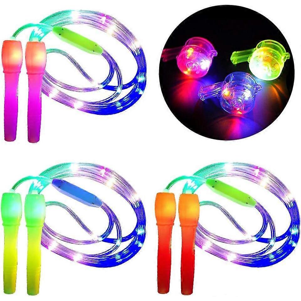 3 Pcs Glowing Skipping Rope Kids 2 In 1 Fitness Skipping Rope Luminous Toys Glow In Dark Flashing Gift for Kids Adults Party Keep