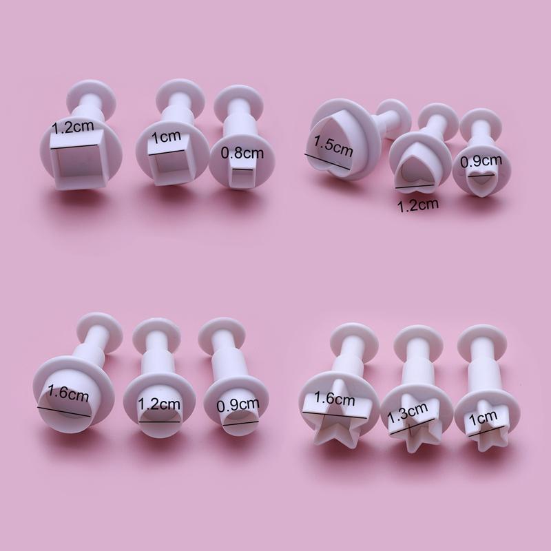 3-12Pcs Geometry Cookie Cutter Plastic Square Sugarcraft Decor Fondant Cutter Circle Star Cookie Mold Icing Sugar Baking Tools