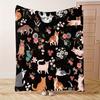 Cat and Floral Print Flannel Blanket | Rustic Style Home Decor with Vibrant Colors and Playful Print Flannel Blanket