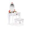 Wooden girl's dressing table, mirror, accessories, white, elegant, neutral