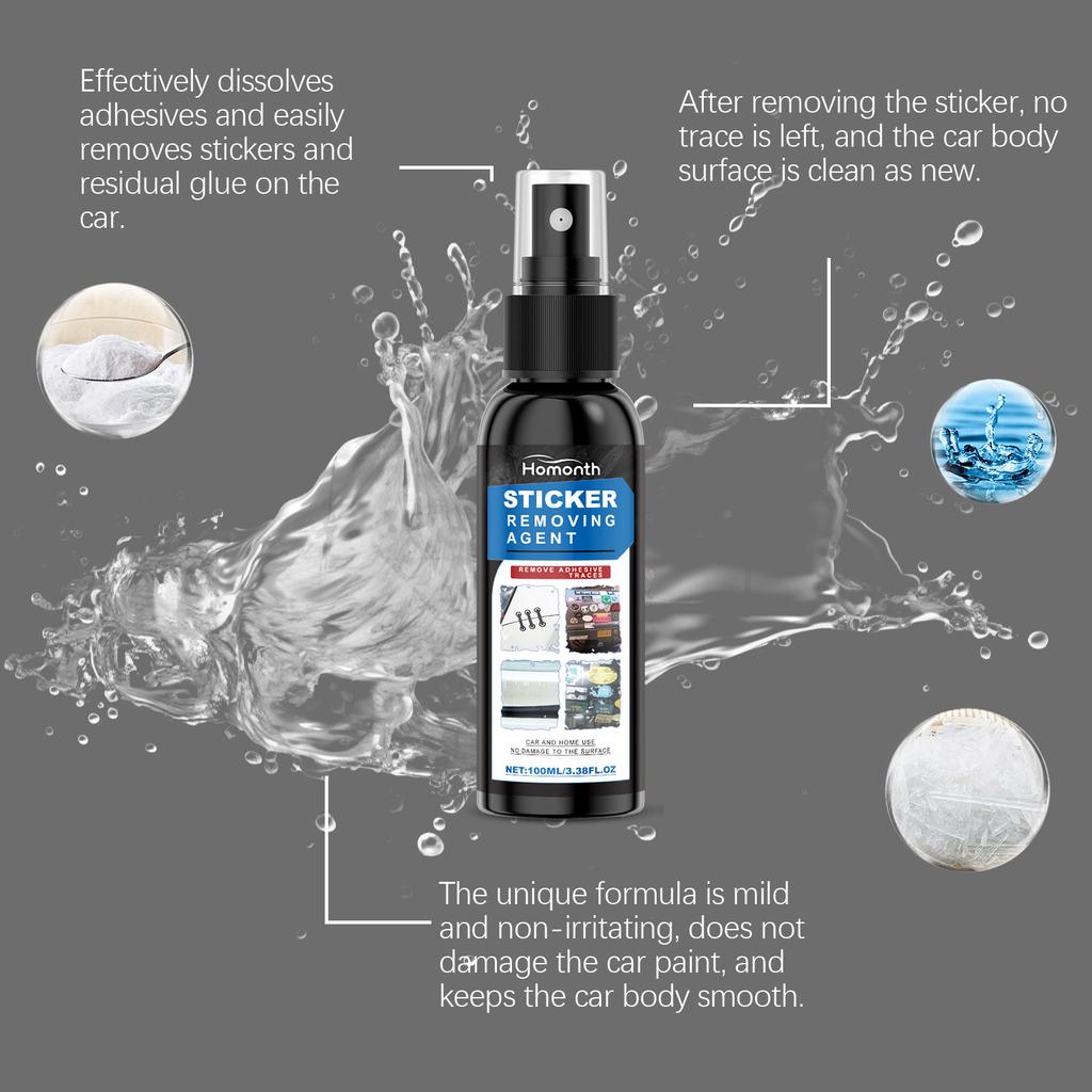 Car Sticker Remover Spray Powerful Car Glass Mirror Label Stickers Decals Glue Sticky Residue Removal Trackless Agent Car Care