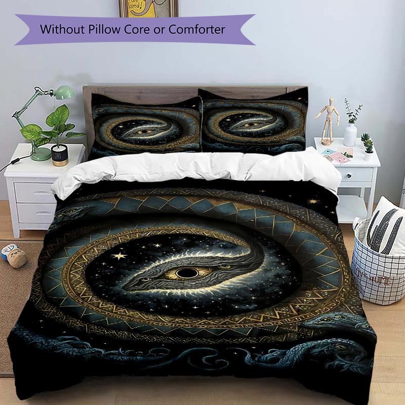 3pc Serpent Universe Cover Set - 1 Quilt Cover + 2 Pillowcases, All Seasons Bedroom Setting, Perfect for Home078