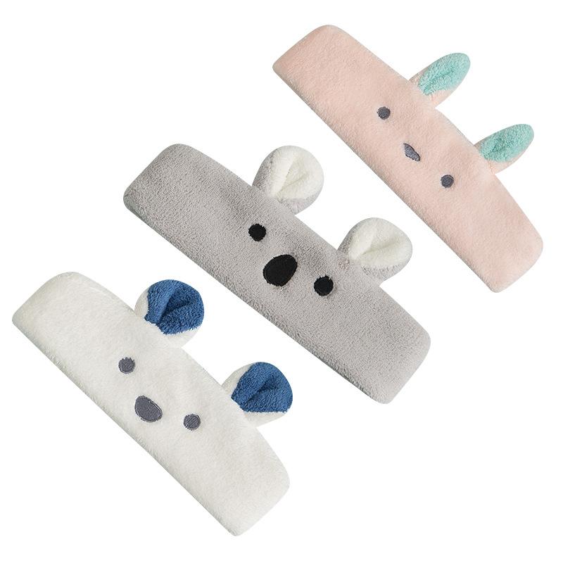 Cartoon coral fleece plush headband, cute face-washing sports headband, women's hairband, bow headband, hair accessory