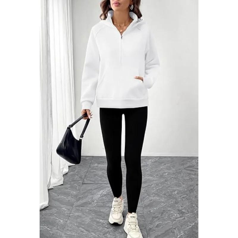 Womens European Style Hoodie Autumn Winter New Style Stand Collar Hooded Design French Sweatshirt Fashion Versatile Top