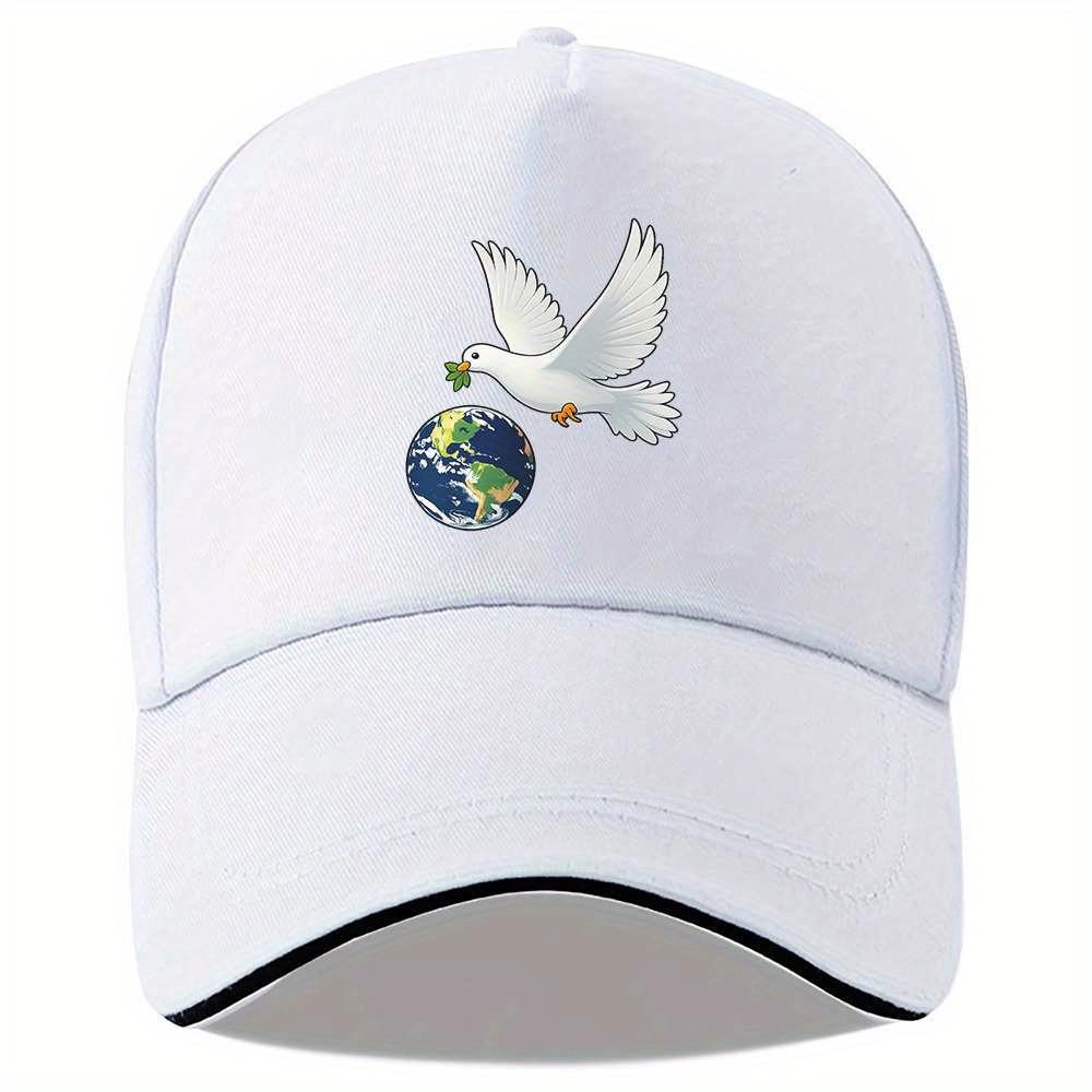 

Peace Dove Holding Earth Baseball Cap Adjustable Polyester Unisex Casual Travel Trucker Hat One Size