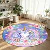 Wild Animals (360) Theme Round Crystal Velvet Rug Custom Name Text Personalized Floor Mat Home Decor Non Slip Crystal Carpet