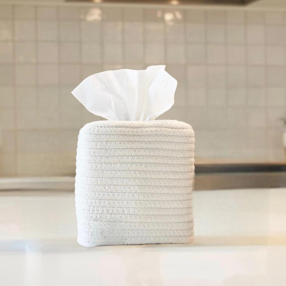 Hand-woven Minimalist Tissue Box Rustic Napkin Storage Box Storage Rack Woven Tissue Box  Vanity