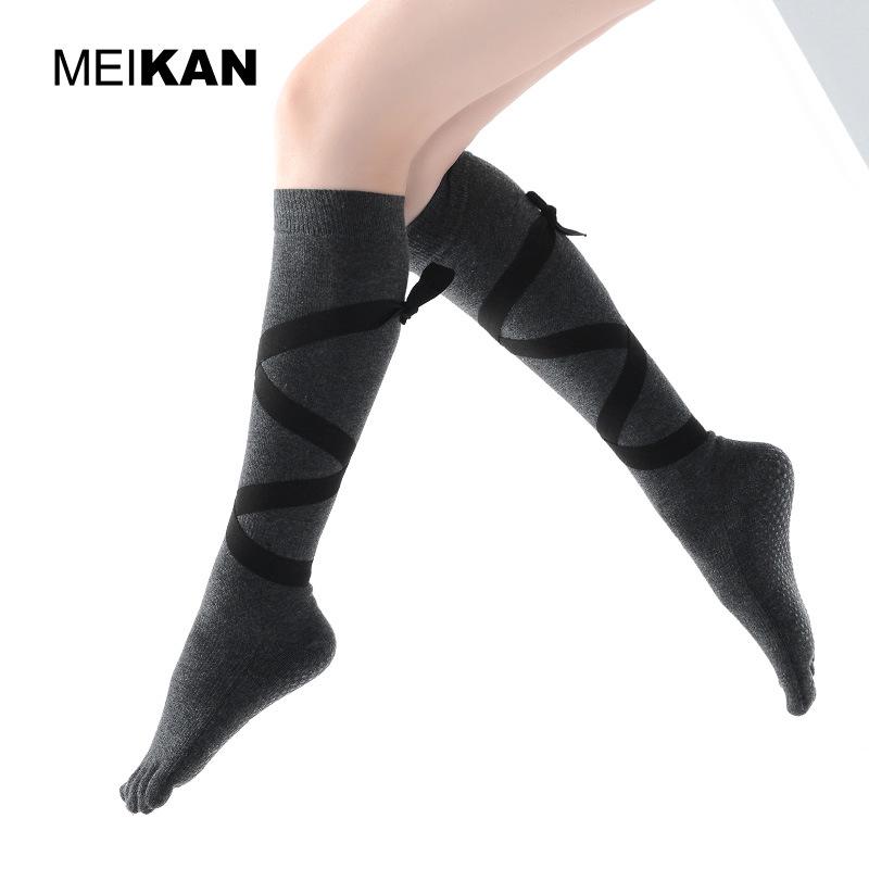 MEIKAN Women s Non-Slip Five-Toe Yoga Socks with Straps for Autumn/Winter 35-38