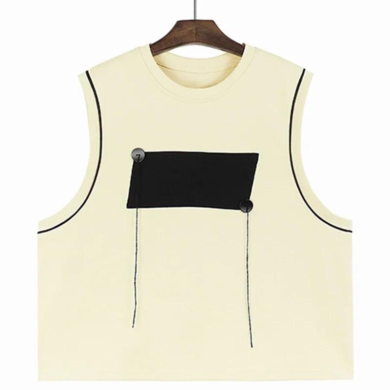 

XITAO Лоскутный пуловер с круглым вырезом, жилет без рукавов, свободный повседневный, простой женский HQQ1739 One Size абрикосовый