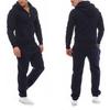 Men's Casual Zipper Hooded Jacket & Drawstring Pants Set for Autumn/Winter
