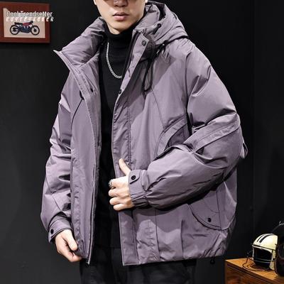 Men's Winter 2025 American White Duck Down Hooded Jacket - Thick, Warm, Trendy Plus Size Workwear