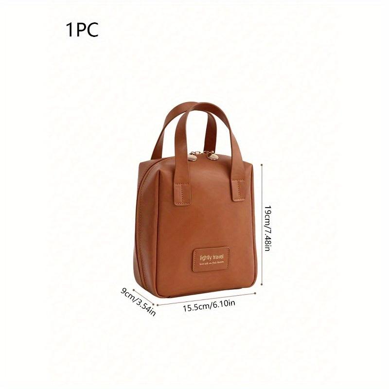 1pc High Quality Travel Large Capacity Multi-Pocket Cosmetic Bag, PU Leather Waterproof Portable Toiletry Bag, Perfect Makeup Storage Bag Perfect