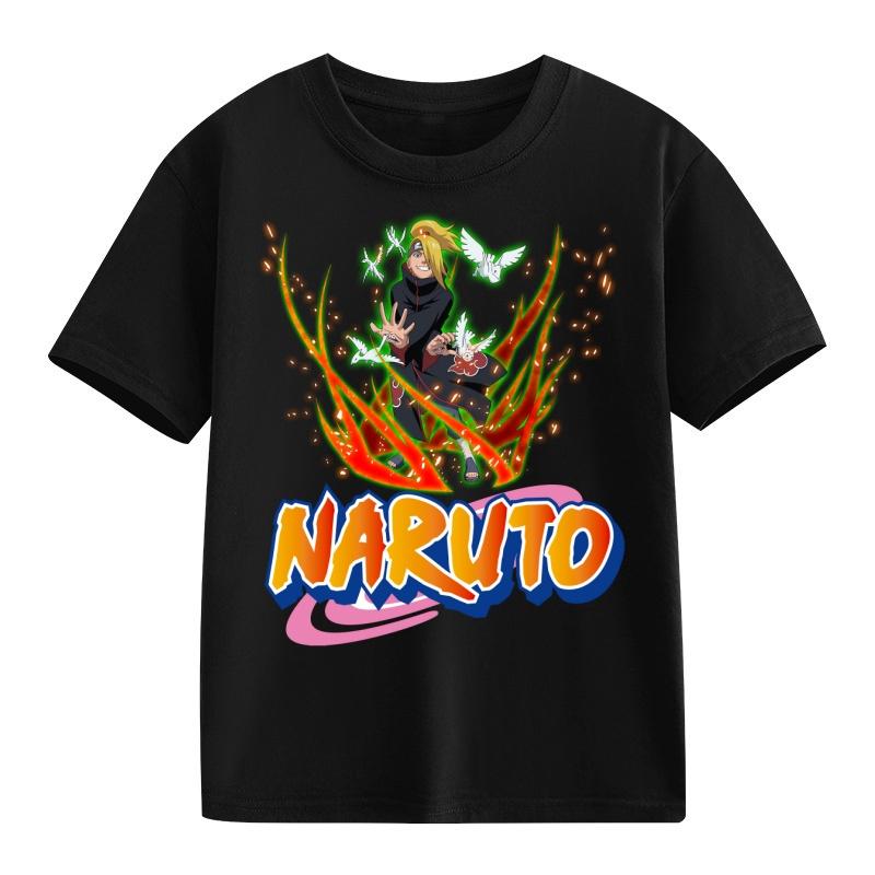 Maglietta Naruto Bambini Uzumaki Uchiha Sasuke Hatake Kakashi Stampa Personaggio Anime Cotone Manica Corta Ragazzi Ragazze Top Rotondi Larghi