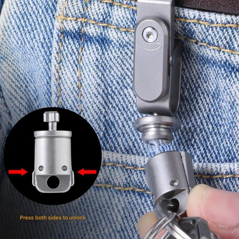 Compact Ti Alloy Key Clip Belt Keychain For Minimalist Lifestyle Attachment To Pockets Belts or Bags Securely